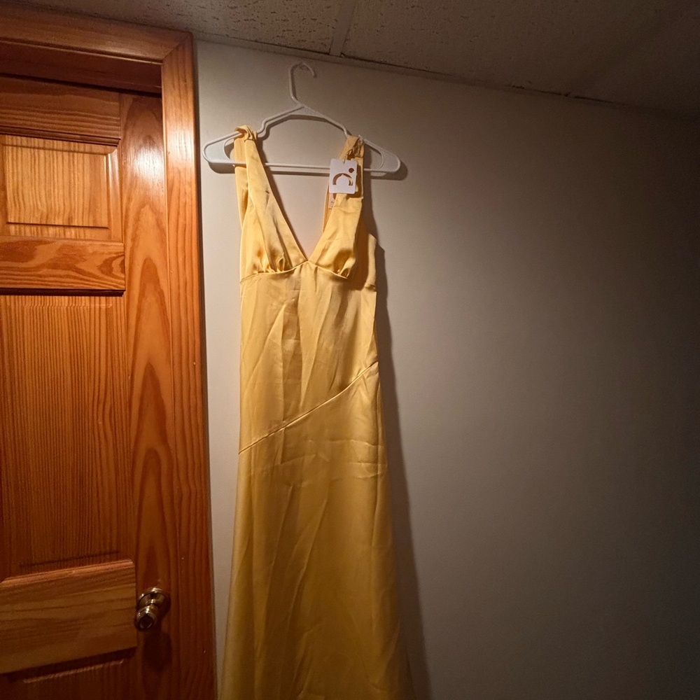 Commense Yellow Backless Dress